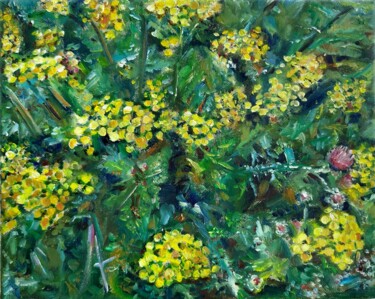 Pintura intitulada "Field Flowers" por Jura Kuba, Obras de arte originais, Óleo Montado em Armação em madeira