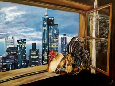 Картина под названием "Frankfurt Hahn" - Jura Kuba, Подлинное произведение искусства, Масло Установлен на Деревянная рама дл…