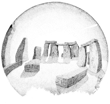 Desenho intitulada "stonehenge" por Jure Kralj, Obras de arte originais, Tinta