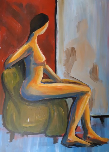 Peinture intitulée "The Woman on the Ch…" par Jure Kralj, Œuvre d'art originale, Acrylique