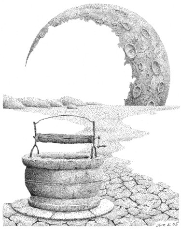 Dibujo titulada "Karst Fountain" por Jure Kralj, Obra de arte original, Tinta