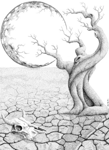 Zeichnungen mit dem Titel "The tree and the sk…" von Jure Kralj, Original-Kunstwerk, Tinte