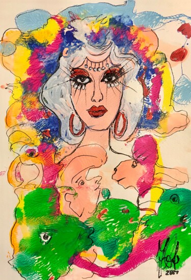 Картина под названием ""Hommage an Lady Ga…" - Jürgen Grafe, Подлинное произведение искусства, Акрил