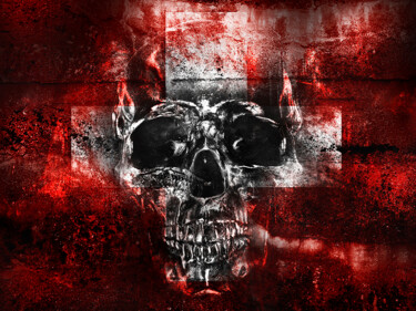 Arte digitale intitolato "Nation Skull Schweiz" da Jürgen Haffa (creator), Opera d'arte originale, Fotomontaggio Montato su…