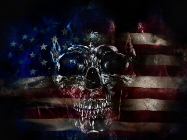 Digitale Kunst getiteld "Nation Skull Amerika" door Jürgen Haffa (creator), Origineel Kunstwerk, Foto Montage Gemonteerd op…