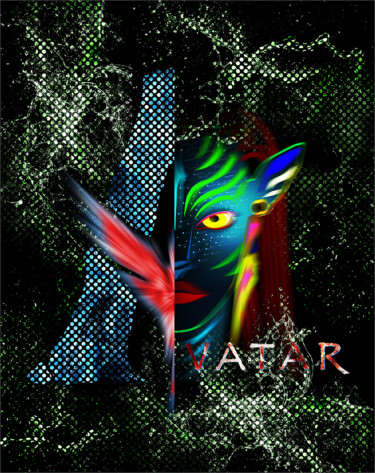 Digital Arts με τίτλο "Avatar" από Jürgen Haffa (creator), Αυθεντικά έργα τέχνης, Φωτογραφία Μοντάζ Τοποθετήθηκε στο Αλουμίν…
