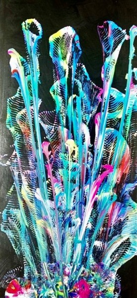 Peinture intitulée "Fireworks flowers" par Jurgen Jabouille, Œuvre d'art originale, Acrylique