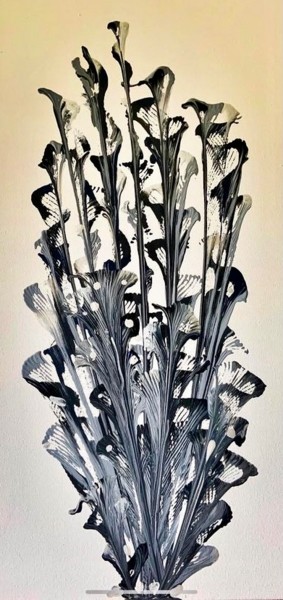 Картина под названием "Silver & black flow…" - Jurgen Jabouille, Подлинное произведение искусства, Акрил