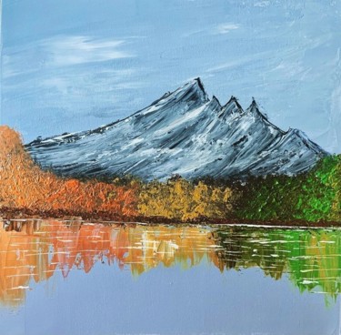 Ζωγραφική με τίτλο "Lac des sommets -re…" από Jurgen Jabouille, Αυθεντικά έργα τέχνης, Ακρυλικό