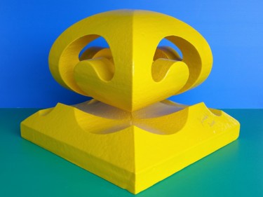 Sculptuur getiteld "vague M jaune" door Jurgen Liedel, Origineel Kunstwerk, Mixed Media
