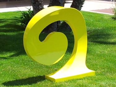 Sculpture intitulée "spring L jaune" par Jurgen Liedel, Œuvre d'art originale, Techniques mixtes