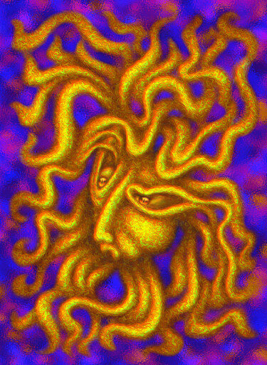 Arte digitale intitolato "Medusa gorgon" da Juri Schoppert, Opera d'arte originale, Lavoro digitale 2D Montato su Alluminio