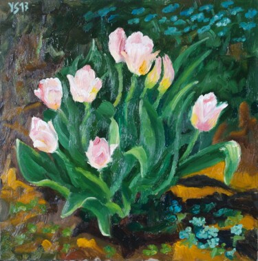 Painting titled "Spring Tulips" by Juri Semjonov, Original Artwork, Oil