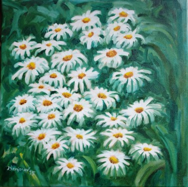 Schilderij getiteld "Summer Chamomile" door Juri Semjonov, Origineel Kunstwerk, Olie