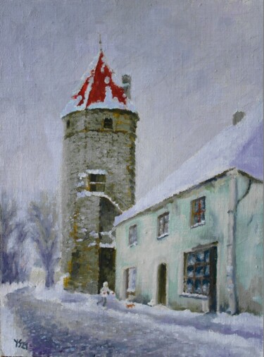 Schilderij getiteld "Winter Tallinn 21 -…" door Juri Semjonov, Origineel Kunstwerk, Olie