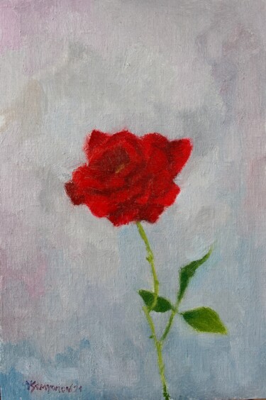 Schilderij getiteld "Summer Garden Roses…" door Juri Semjonov, Origineel Kunstwerk, Olie