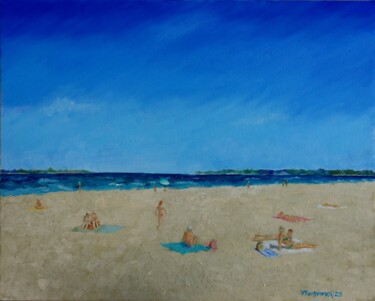 Peinture intitulée "Beach Stories - in…" par Juri Semjonov, Œuvre d'art originale, Huile Monté sur Carton