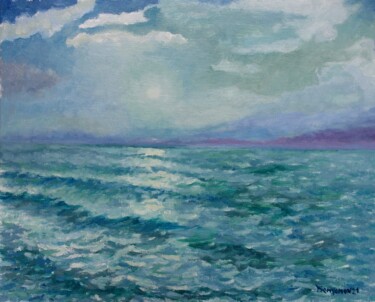 Painting titled "Sea Stories Light F…" by Juri Semjonov, Original Artwork, Oil Mounted on Cardboard