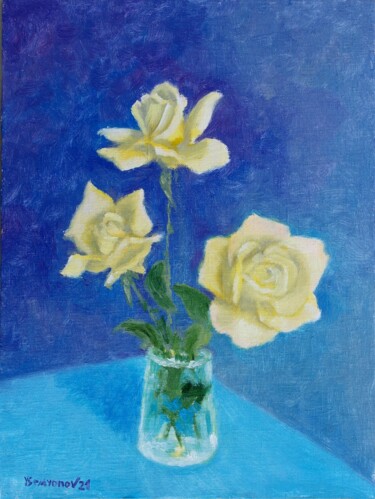 Pintura intitulada "Summer Garden Roses…" por Juri Semjonov, Obras de arte originais, Óleo