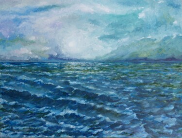 Картина под названием "Sea Stories - Night…" - Juri Semjonov, Подлинное произведение искусства, Масло Установлен на Деревянн…