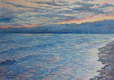 绘画 标题为“Evening on the Gulf…” 由Juri Semjonov, 原创艺术品, 油 安装在木质担架架上