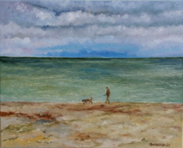 Painting titled "On a Walk With The…" by Juri Semjonov, Original Artwork, Oil Mounted on Wood Stretcher frame