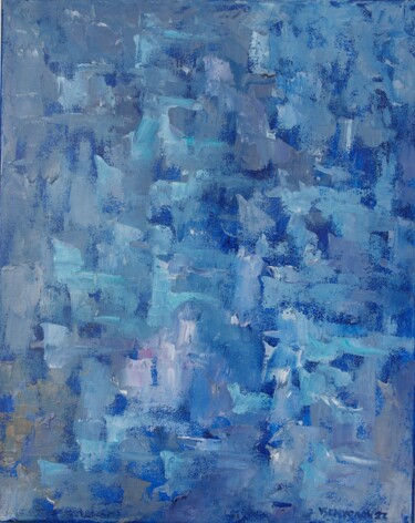 Peinture intitulée "Blue Impression" par Juri Semjonov, Œuvre d'art originale, Huile Monté sur Châssis en bois