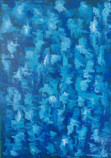 Painting titled "Blue Spring Impress…" by Juri Semjonov, Original Artwork, Oil Mounted on Wood Stretcher frame