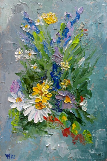 Peinture intitulée "Wild Flowers 3, ori…" par Juri Semjonov, Œuvre d'art originale, Huile