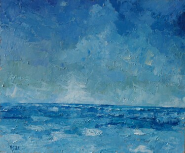 Schilderij getiteld "Blue Seascape" door Juri Semjonov, Origineel Kunstwerk, Olie