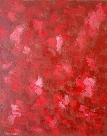 Malerei mit dem Titel "Red Impression" von Juri Semjonov, Original-Kunstwerk, Öl Auf Keilrahmen aus Holz montiert