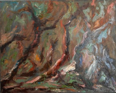 Картина под названием "Old Forest" - Juri Semjonov, Подлинное произведение искусства, Масло Установлен на Деревянная рама дл…