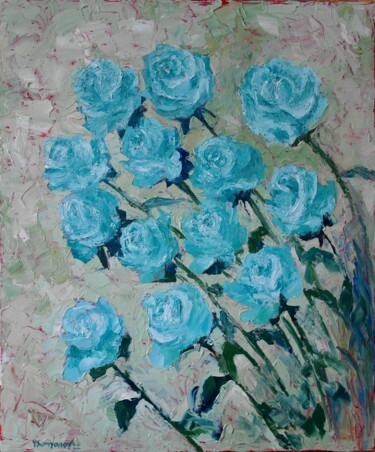 Картина под названием "Evening Roses" - Juri Semjonov, Подлинное произведение искусства, Масло Установлен на Деревянная рама…