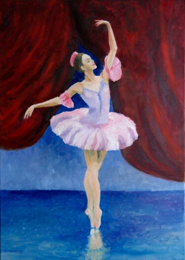 Pittura intitolato "Ballet Dancer" da Juri Semjonov, Opera d'arte originale, Olio Montato su Telaio per barella in legno