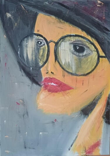 Painting titled "Mademoiselle chante…" by Juri Vassiljev, Original Artwork, Oil