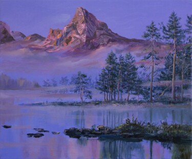 Painting titled "Alpenglühen" by Juri Zwetkow, Original Artwork, Oil