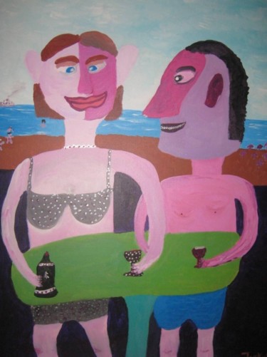 Malerei mit dem Titel "Happy couple" von Detlev Jurkuhn, Original-Kunstwerk, Öl