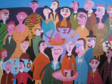 Malerei mit dem Titel "Happy people" von Detlev Jurkuhn, Original-Kunstwerk, Öl
