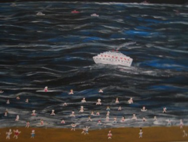 Malerei mit dem Titel "Night swimming" von Detlev Jurkuhn, Original-Kunstwerk, Öl