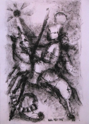 Рисунок под названием "St. George" - Kalashnikov Jury, Подлинное произведение искусства, Другой