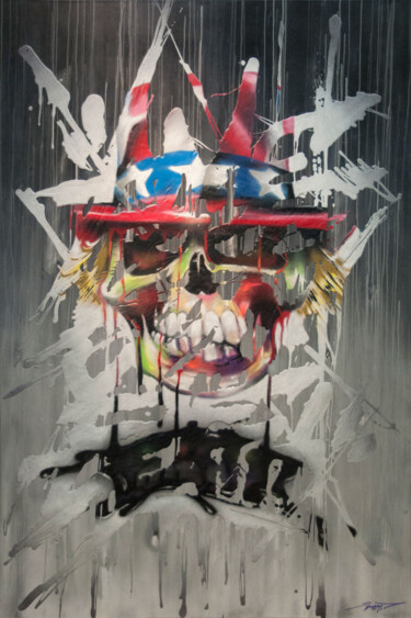 Painting titled "American way of dea…" by Just, Original Artwork, Spray paint Mounted on Wood Stretcher frame