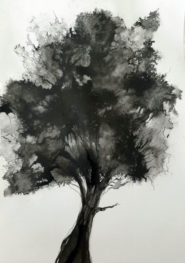 Painting titled "arbres" by Marie-Anne Lavy, Original Artwork, Ink