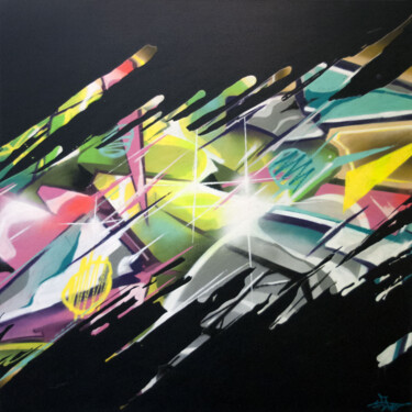 Painting titled "Insiderz" by Just, Original Artwork, Spray paint Mounted on Wood Stretcher frame
