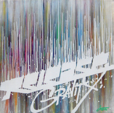 Pittura intitolato "Release gravity" da Just, Opera d'arte originale, Spray Montato su Telaio per barella in legno