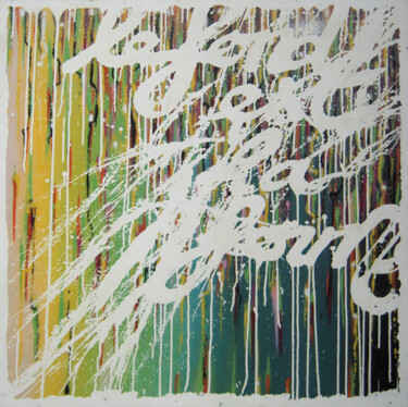 Malerei mit dem Titel "Le fond est la forme" von Just, Original-Kunstwerk, Sprühfarbe Auf Keilrahmen aus Holz montiert