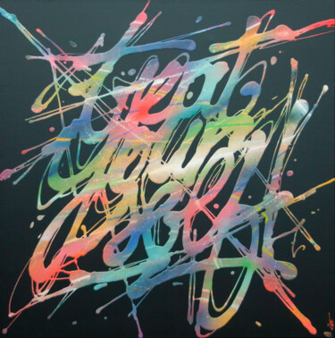 Malerei mit dem Titel "Treat Yourself" von Just, Original-Kunstwerk, Sprühfarbe Auf Keilrahmen aus Holz montiert