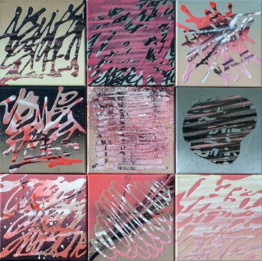 Schilderij getiteld "Variations" door Just, Origineel Kunstwerk, Graffiti Gemonteerd op Frame voor houten brancard
