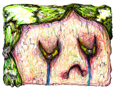 Dibujo titulada "The Saddest Girl 6" por Justin Aerni, Obra de arte original, Acrílico