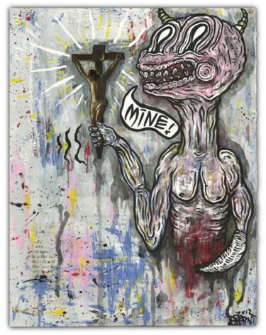 Картина под названием "trophy cruicifix" - Justin Aerni, Подлинное произведение искусства, Масло