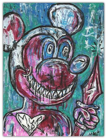 Painting titled "Murder Mouse" by Justin Aerni, Original Artwork